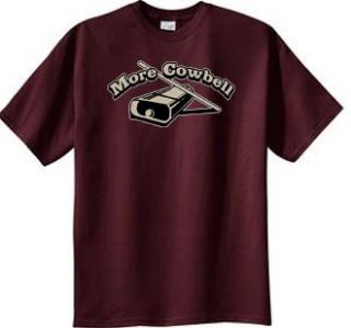 MORE COWBELL Funny Drummer Musician Drums T shirt   Maroon