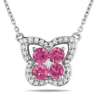 Miadora 14k White Gold 1/2ct TDW Pink and White Diamond Necklace (H I