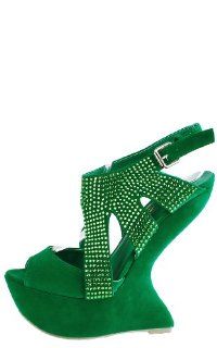 Nixxon Studded Heel Less Wedges GREEN Shoes