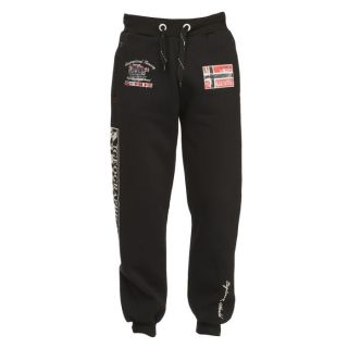 Pantalon de Jogging en molleton noir, taille élastiquée avec liens