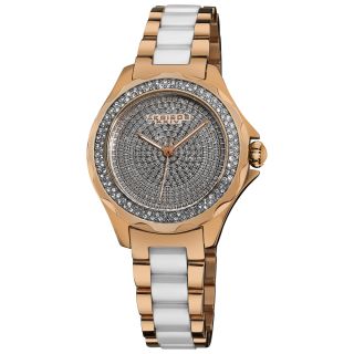 Akribos XXIV Womens Swiss Quartz Diamond Ceramic Link Bracelet Watch