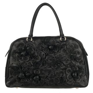 Valentino Flower Embellished Leather Bowler Bag