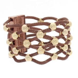 Nexte Jewelry Chocolate Mesh Chain and Goldtone Ball Bracelet
