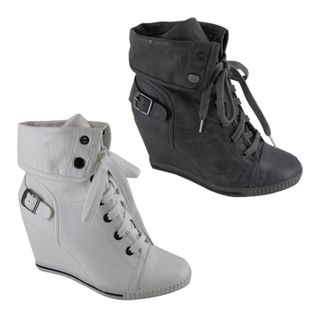 Bucco Womens Lace up Wedge Booties