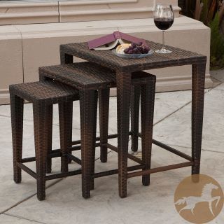 Christopher Knight Home Outdoor Brown Wicker Nested Tables (Set of 3)
