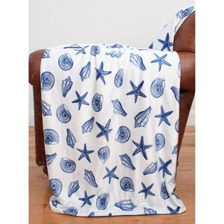 Scattered Sea Shells Microplush 50x60 inch Throw