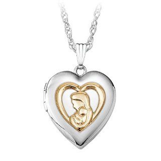 Mother and Child Heart Shaped Locket in Sterling Silver