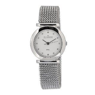 Skagen Womens 107SSSS1 Quartz Stainless Steel White Dial Watch