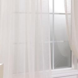 Linen Open Weave Cream 120 inch Sheer Curtain Panel