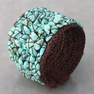Cotton Handmade Mosaic Turquoise Wire Cuff Bracelet (Thailand