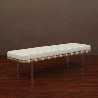 Andalucia Modern White Leather Bench Large 60 inch