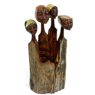 Handcrafted Sandalwood Family Sculpture (Mozambique)