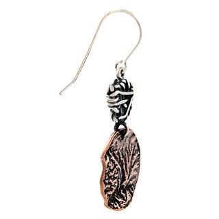 Silvermoon Sterling Silver and Copper Textured Circle Earrings