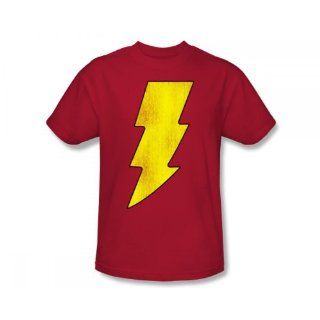 Dc Comics   Shazam Logo Distressed Adult T Shirt In Red