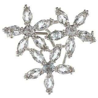 Tacori Bridal Evening Sterling Silver and White Topaz Marquise Broach