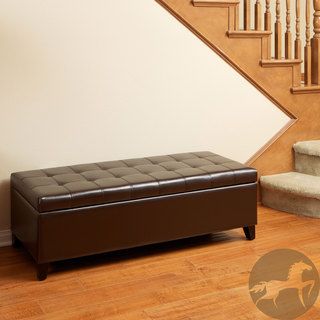 Christopher Knight Home Mission Brown Tufted Bonded Leather Ottoman