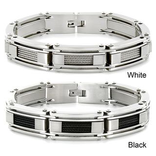 Stainless Steel Cable inlay Link Bracelet