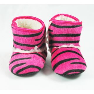 Ashlyn Rose Pink Zebra Infant Girls Crib Boots