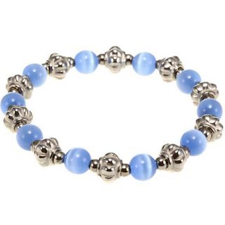 Silvertone Blue/White Fusion Glass Bracelet (Thailand) Today $23.49 5