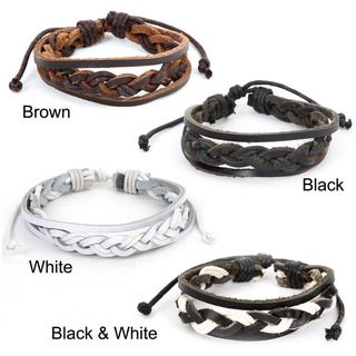 Leather Triple strand Braided Center Bracelet