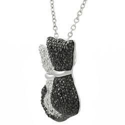 Tressa Sterling Silver Cubic Zirconia Black and White Cat Necklace