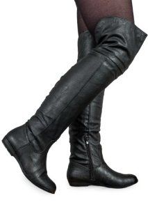 Womens Over Knee Casual Flat Ladies Fold Down Long Riding Boots Shoes