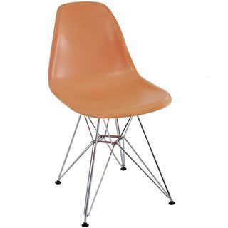 Orange Plastic Side Chair with Wire Base