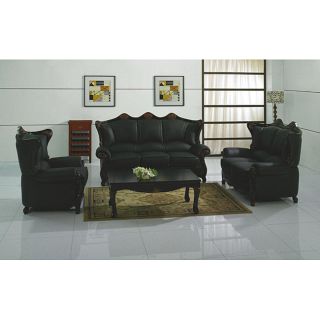 The Regency 3 piece Walnut Italian Leather Furniture Set