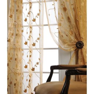 Fennel 84 inch Faux Silk Embroidered Organza Sheer Panel