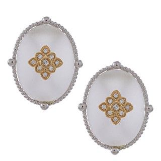 Oro Leoni Gold and Silver Crystal and Diamond Accent Earrings