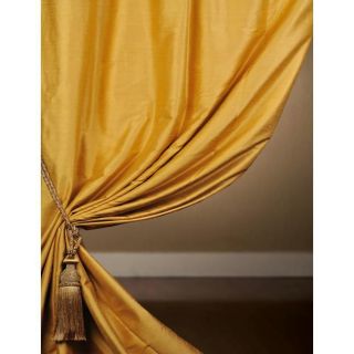 Signature Butterscotch Textured Silk 96 inch Curtain Panel