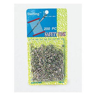 Steel 1 1/16 inch Long Safety Pin 200 piece Packs (Pack of 12