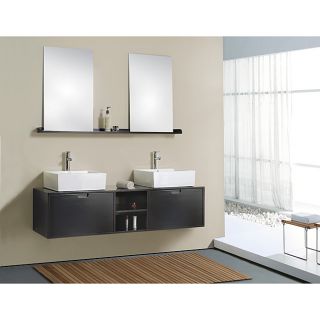 Black Finish 63 inch Double sink Bathroom Vanity Set