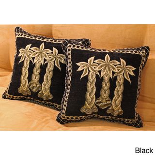Chenille Corded Palm Trees Throw Pillows (Set of 2)