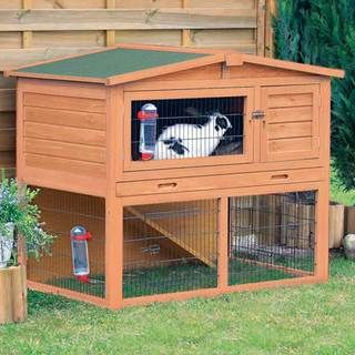 Rabbit Hutch with Peaked Roof (M), Glazed Pine