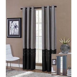 Horizon Embroidered Grommet 95 inch Window Curtain Panel