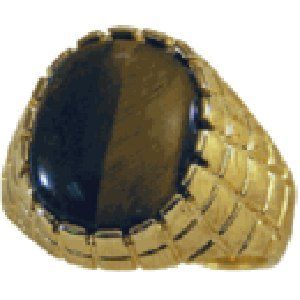 M 121 Rounded square Tiger Eye with matrix Band Mens Ring