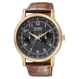 Citizen Mens Eco Drive Multifunction Brown Leather Strap Watch