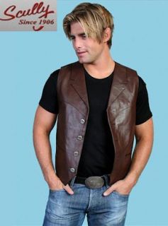 Scully Mens Lamb Leather Lapel Vest 509 Brown: Clothing