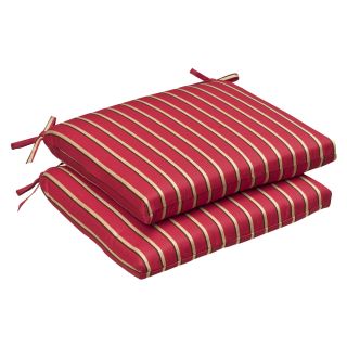 Pillow Perfect Outdoor Red/Gold Striped Seat Cushions with Sunbrella