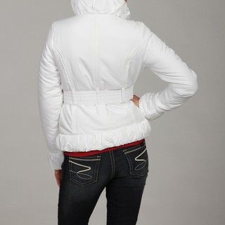 Dollhouse Womens White Belted Ruffle Jacket