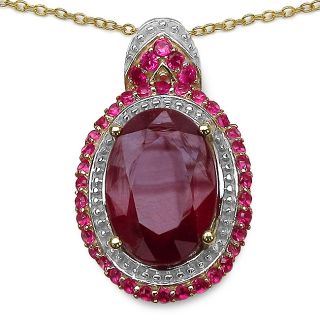 Malaika Gold over Silver 8 7/8ct TGW Ruby and Created Ruby Necklace