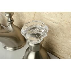 Crystal Handle Satin Nickel Widespread Bathroom Faucet
