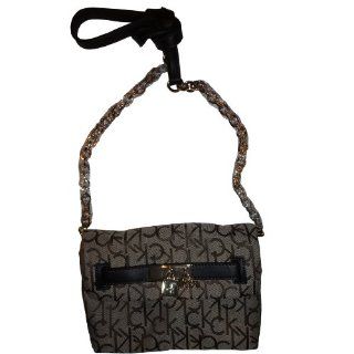 Womens Calvin Klein Purse Handbag Keylock Crossbody Khaki/Brown