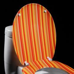 Orange Cabana Stripe Designer Melamine Toilet Seat