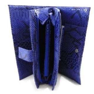 Wallet + checkbook holder leather Frandi blue python