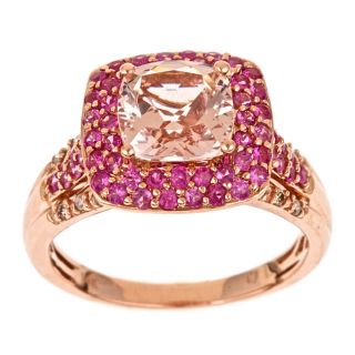 Yach 14k Rose Gold Morganite, Pink Sapphire and 1/10ct TDW Diamond