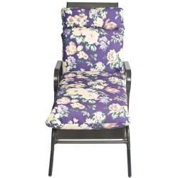 Pia Floral Outdoor Purple Chaise Lounge Chair Cushion