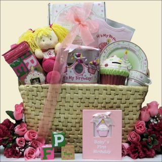 Babys 1st Birthday Girl Large Gift Basket Today $155.99