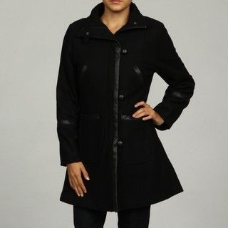 KC Collections Womens Black Long Wool Coat FINAL SALE